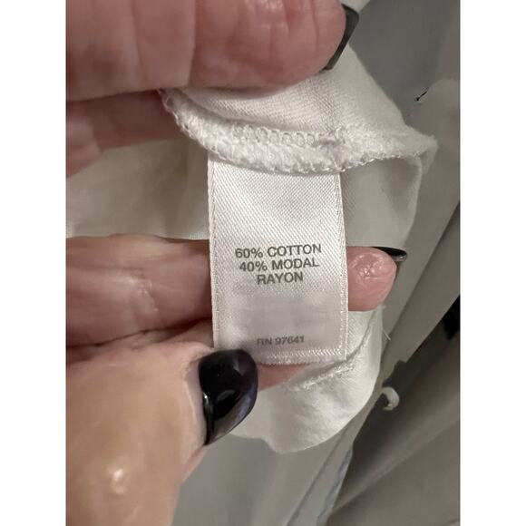 J JILL SS VNECK COTTON/MODAL TEE/TUNIC-XL-WHITE Minimalist Closet Staple - Picture 4 of 5